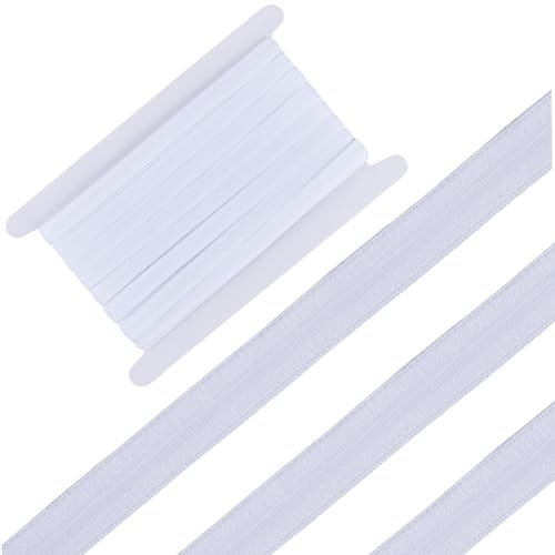 GORGECRAFT 10 Yards X 12mm Rutschfestes GummiAus Silikon Greiferbandrolle Mit 5mm Gummi StretchFasergewebe Zum Nähen Basteln DIY Stirnbänder Kleidungsstücke Perücken Hüte Taschen Weiß von GORGECRAFT
