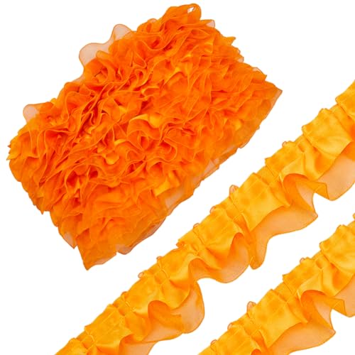 GORGECRAFT 10 m 2-Lagiger Satin-Organza-Spitzenrandbesatz Plissiertes Rüschen-Chiffonband Geraffte Kantenbesätze Stoff Zum Nähen von Stoffkleidern Bestickte Applikationen Hochzeits Partydekor Orange GORGECRAFT 10 m 2-Lagiger Satin-Organza-Spitzenrandbesatz Plissiertes Rüschen-Chiffonband Geraffte Kantenbesätze Stoff Zum Nähen von Stoffkleidern Bestickte Applikationen Hochzeits Partydekor Orange von GORGECRAFT