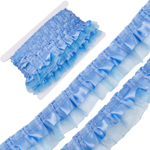 GORGECRAFT 10 m 2-Lagiger Satin-Organza-Spitzenrandbesatz Plissiertes Rüschen-Chiffonband Geraffte Kantenbesätze Stoff Zum Nähen von Stoffkleidern Bestickte Applikationen Hochzeits Partydekor Blau GORGECRAFT 10 m 2-Lagiger Satin-Organza-Spitzenrandbesatz Plissiertes Rüschen-Chiffonband Geraffte Kantenbesätze Stoff Zum Nähen von Stoffkleidern Bestickte Applikationen Hochzeits Partydekor Blau von GORGECRAFT