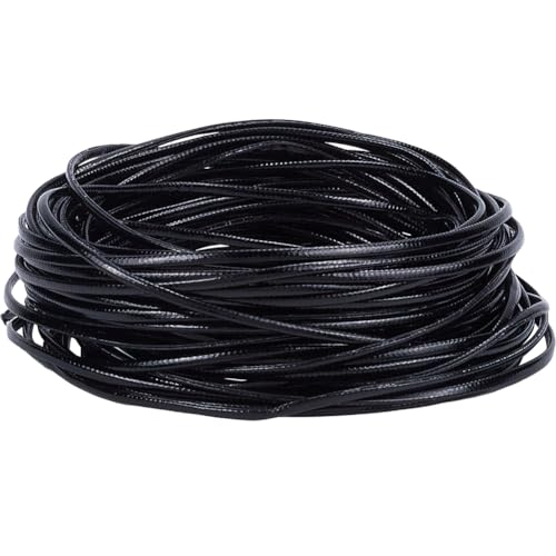 GORGECRAFT 10 m Umklappbarer PU Lederstreifen Kordel In Schwarz Metallic Leder Flechtschnur 2mm Flach Weicher Lederbesatz Riemenbesatz Für Heimwerker Nähen Basteln Gürtel Armbänder Schmuckherstellung von GORGECRAFT