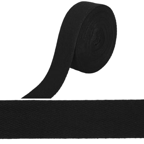 GORGECRAFT 10 m X 3cm Baumwoll Twillband Schwarzes Schrägband Fischgrätenband Rolle Gurtband Zum Nähen von Kleidung Schneidern Teppichnahtbindung Geschenkverpackung Basteln Homer Decor von GORGECRAFT