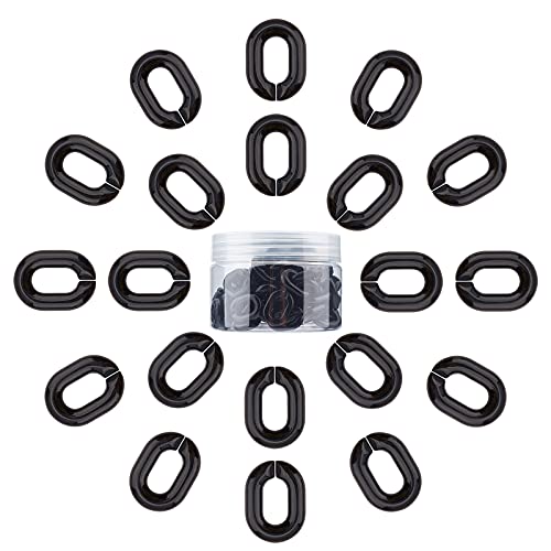 GORGECRAFT 100Pcs Acryl Kettenglieder Schwarz C-Clips Haken Kettenglieder Für Brillen Taschen Ohrring Halskette Schmuck DIY Craft Making von GORGECRAFT