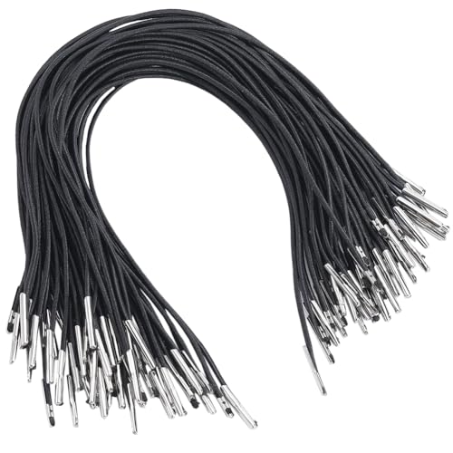 GORGECRAFT 100Stk 25cm Langes Schwarzes Elastisches Widerhakenband Stretch Loop Band Mit Metallenden Verschluss Runde Schnur Hutkinnkordel Riemen Für DIY Hüte Menüs Abzeichen Schilder Buchbindung von GORGECRAFT