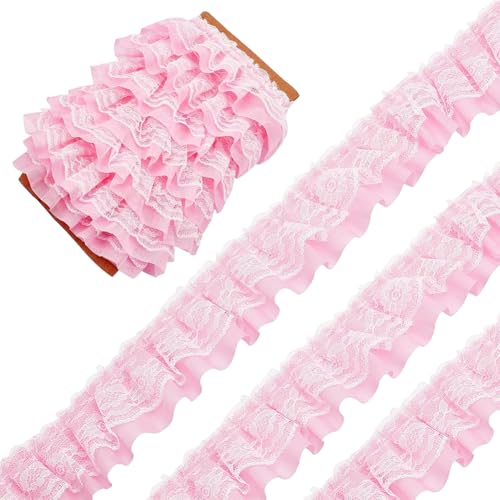 GORGECRAFT 10M Doppellagiger Plissierter Chiffon-Spitzenbesatz 5cm Breit Rosa 3-Lagiger Geraffter Rüschenbesatz Tüllbesatz Stoffband Für Heimwerker Nähen Basteln Kostümverzierungen GORGECRAFT 10M Doppellagiger Plissierter Chiffon-Spitzenbesatz 5cm Breit Rosa 3-Lagiger Geraffter Rüschenbesatz Tüllbesatz Stoffband Für Heimwerker Nähen Basteln Kostümverzierungen von GORGECRAFT