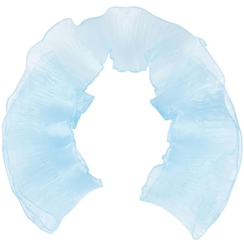 GORGECRAFT 10Yds*12cm Organza-Spitzenstoff Mit Rüschen Plissiert Retro-Rüschen Plissierter Chiffon-Besatz Polyester-Bordüre Spitzenstoff Für DIY-Hochzeitskleid Heimdekoration Licht Himmel Blau von GORGECRAFT