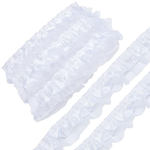 GORGECRAFT 10m 2-Lagiges Organza-Spitzenband Plissee-Satin-Spitzenkante 4cm Weißer Rüschen-Chiffon-Kantenbesatz Tüllstoff Für Stoffapplikationen Verzierungen DIY-Näharbeiten GORGECRAFT 10m 2-Lagiges Organza-Spitzenband Plissee-Satin-Spitzenkante 4cm Weißer Rüschen-Chiffon-Kantenbesatz Tüllstoff Für Stoffapplikationen Verzierungen DIY-Näharbeiten von GORGECRAFT