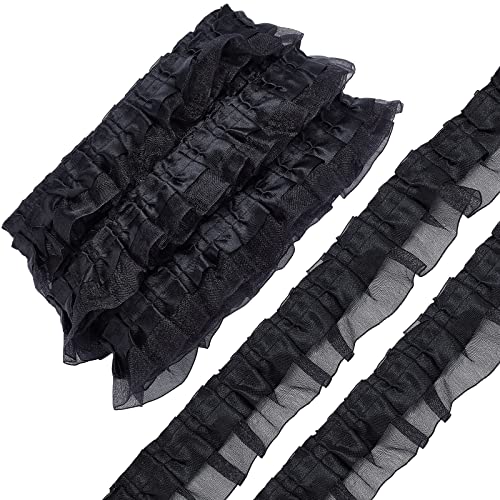 GORGECRAFT 10m 2-Lagiges Satin-Organza-Spitzenband Plissee-Spitzenkantenbesatz Schwarzer Rüschen-Chiffon-Kantenbesatz Tüllstoff Für Stoffapplikationen Verzierungen DIY-Näharbeiten GORGECRAFT 10m 2-Lagiges Satin-Organza-Spitzenband Plissee-Spitzenkantenbesatz Schwarzer Rüschen-Chiffon-Kantenbesatz Tüllstoff Für Stoffapplikationen Verzierungen DIY-Näharbeiten von GORGECRAFT