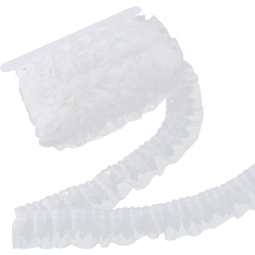 GORGECRAFT 10m 3-Lagiger Plissierter Chiffon-Spitzenbesatz 50mm Breit Weiß Mehrlagig Geraffte Rüschen Netzstoff Organzabesatz Pailletten Tüll Kantenbesatz Band Für Heimwerker Nähen Kleidung Dressing GORGECRAFT 10m 3-Lagiger Plissierter Chiffon-Spitzenbesatz 50mm Breit Weiß Mehrlagig Geraffte Rüschen Netzstoff Organzabesatz Pailletten Tüll Kantenbesatz Band Für Heimwerker Nähen Kleidung Dressing von GORGECRAFT