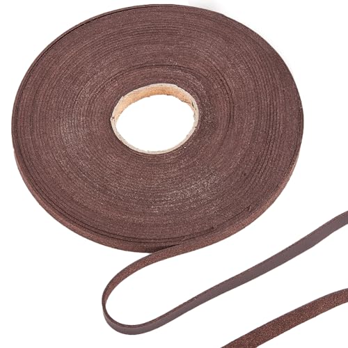 GORGECRAFT 10m Weiches Lederband 8mm Breit Litschi-Genarbtes Kunstleder-Besatzband PU-Lederstreifen Flache Lederschnur Schnur Für Heimwerker Gürtel Armbänder Schmuckherstellung Kokosnuss Braun von GORGECRAFT