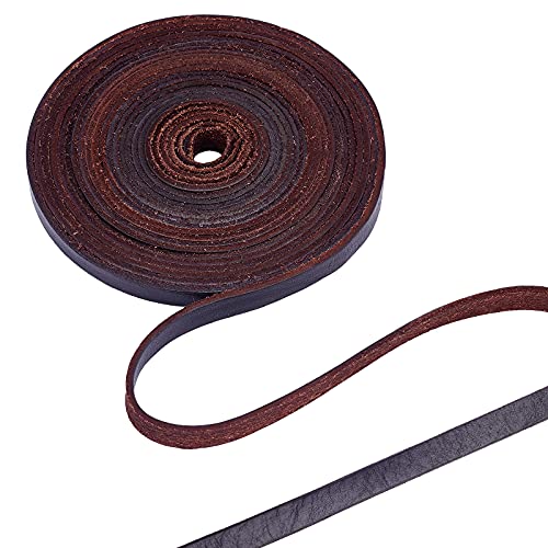 GORGECRAFT 10mm Dunkelbraunes Lederband Gürtel Leere Streifen Vollnarbiges Faux Flachlederband Für Schmuckherstellung DIY Bastelprojekte Gürtel Schlüsselanhänger Haustierhalsbänder Lederuhr 5.5 Yards von GORGECRAFT