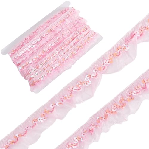 GORGECRAFT 11 m Rosa Plissierter Chiffon Spitzenrandbesatz Pailletten Elastisches Organza Stoffband 3cm Gerafftes Rüschennetz Dehnbarer Fransenbesatz Zum Nähen von Geschenkpaketen Verpackungstüchern GORGECRAFT 11 m Rosa Plissierter Chiffon Spitzenrandbesatz Pailletten Elastisches Organza Stoffband 3cm Gerafftes Rüschennetz Dehnbarer Fransenbesatz Zum Nähen von Geschenkpaketen Verpackungstüchern von GORGECRAFT