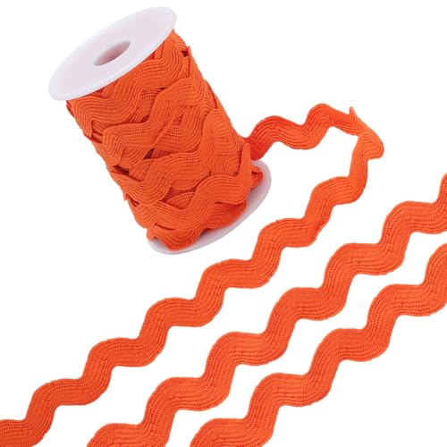 GORGECRAFT 11.4 m Rick Rack Besatz Zum Nähen 13mm Ric Rac Wellenband Zickzack Muster Orange Rot Rickrack Muster S Förmiges Spitzenband Gewebter Geflochtener Polyesterstoff Mit Spule Für Heimwerkerarbe von GORGECRAFT