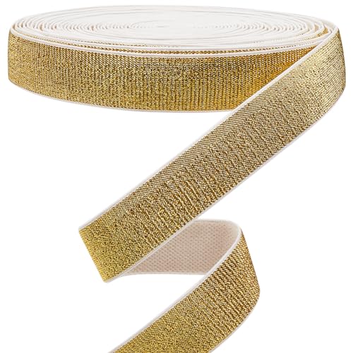 GORGECRAFT 11m Goldene Glitzer-Gummibänder 2.5cm Breit Metallisches Stretch-Nähband Gewebtes Strickband Spule Stirnband Zum Basteln von Hosenbund Taillengurt Kleidungsstück Kleidungszubehör GORGECRAFT 11m Goldene Glitzer-Gummibänder 2.5cm Breit Metallisches Stretch-Nähband Gewebtes Strickband Spule Stirnband Zum Basteln von Hosenbund Taillengurt Kleidungsstück Kleidungszubehör von GORGECRAFT