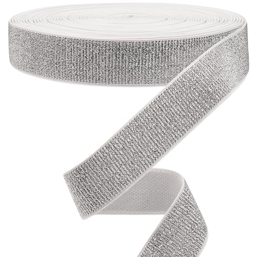 GORGECRAFT 11m Silberne Glitzernde Gummibänder 2.5cm Breit Metallisches Stretch-Nähband Gewebtes Strickband Spule Stirnband Zum Basteln von Hosenbund Taillengurt Kleidungsstück Kleidungszubehör GORGECRAFT 11m Silberne Glitzernde Gummibänder 2.5cm Breit Metallisches Stretch-Nähband Gewebtes Strickband Spule Stirnband Zum Basteln von Hosenbund Taillengurt Kleidungsstück Kleidungszubehör von GORGECRAFT
