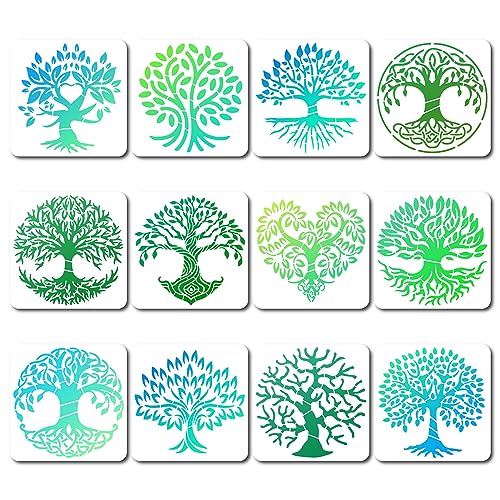 GORGECRAFT 12 Stile Baum des Lebens Schablone Zweig Malschablonen Wiederverwendbare Baumwurzel Blätter Zeichnungsvorlage Herz Natürliche Pflanzen Wald Aushöhlungsvorlagen Zum Malen Auf Holzwand GORGECRAFT 12 Stile Baum des Lebens Schablone Zweig Malschablonen Wiederverwendbare Baumwurzel Blätter Zeichnungsvorlage Herz Natürliche Pflanzen Wald Aushöhlungsvorlagen Zum Malen Auf Holzwand von GORGECRAFT