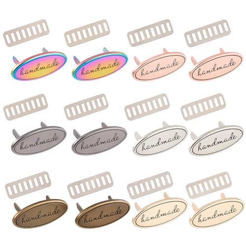 GORGECRAFT 12 Stück 6 Farben Handgefertigte Handtaschenanhänger Metalllegierung Oval Gehäkelt Handgefertigt Bedruckt Nähschilder Etikett Mit Eisenscheibe Für Heimwerker Handtaschen Kleidung Jeans Schu GORGECRAFT 12 Stück 6 Farben Handgefertigte Handtaschenanhänger Metalllegierung Oval Gehäkelt Handgefertigt Bedruckt Nähschilder Etikett Mit Eisenscheibe Für Heimwerker Handtaschen Kleidung Jeans Schu von GORGECRAFT