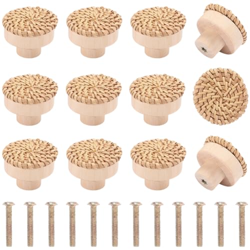GORGECRAFT 12 Stück Boho Rattan Schrankknöpfe Aus Natürlichem Holz Handgefertigt Gewebt Für Kommoden Und Schubladen Dekorative Ziehgriffe Runde Griffe Knopf Mit 12 Stück Schrauben Für Wohnmöbel GORGECRAFT 12 Stück Boho Rattan Schrankknöpfe Aus Natürlichem Holz Handgefertigt Gewebt Für Kommoden Und Schubladen Dekorative Ziehgriffe Runde Griffe Knopf Mit 12 Stück Schrauben Für Wohnmöbel von GORGECRAFT