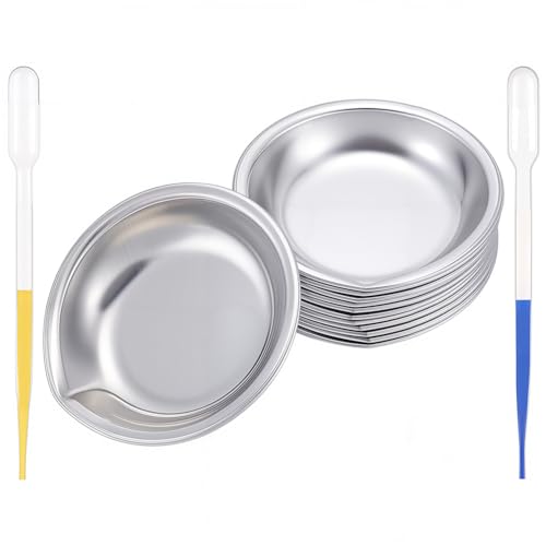 GORGECRAFT 12 Stück Edelstahl Farbwannen 1.8cm Silberfarbenes Metall Rund Zum Malen Schminken Mischen von Aquarellfarben Kleine Palettenwanne Mit 10 Kunststoff Tropfern Für Heimwerker Kunsthandwerk GORGECRAFT 12 Stück Edelstahl Farbwannen 1.8cm Silberfarbenes Metall Rund Zum Malen Schminken Mischen von Aquarellfarben Kleine Palettenwanne Mit 10 Kunststoff Tropfern Für Heimwerker Kunsthandwerk von GORGECRAFT