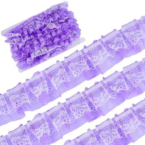 GORGECRAFT 12.5 Yard Doppellagiges Organza-Spitzenband Plissierter Satin-Spitzenkantenbesatz 25mm Breit Lila Rüschen-Chiffon-Kantenbesatz Tüllstoff Für Stoffapplikationen Verzierung DIY Nähen GORGECRAFT 12.5 Yard Doppellagiges Organza-Spitzenband Plissierter Satin-Spitzenkantenbesatz 25mm Breit Lila Rüschen-Chiffon-Kantenbesatz Tüllstoff Für Stoffapplikationen Verzierung DIY Nähen von GORGECRAFT