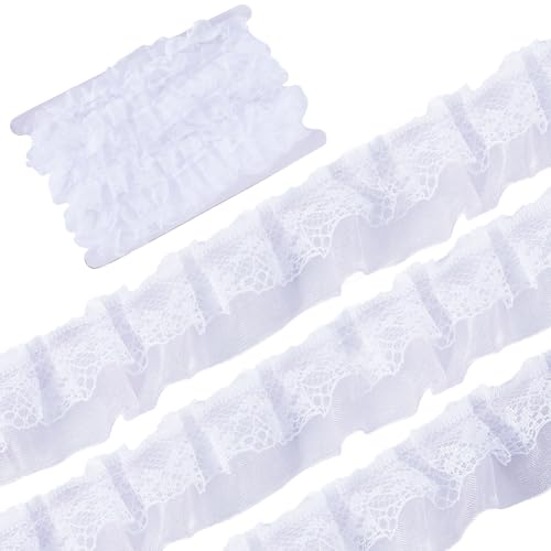GORGECRAFT 12.5 Yard Weißes Doppellagiges Organza-Spitzenband Plissierter Satin-Spitzenkantenbesatz 25mm Breit Rüschen-Chiffon-Einfassung Tüllstoff Für Stoffapplikationen Verzierung DIY Nähen Basteln GORGECRAFT 12.5 Yard Weißes Doppellagiges Organza-Spitzenband Plissierter Satin-Spitzenkantenbesatz 25mm Breit Rüschen-Chiffon-Einfassung Tüllstoff Für Stoffapplikationen Verzierung DIY Nähen Basteln von GORGECRAFT