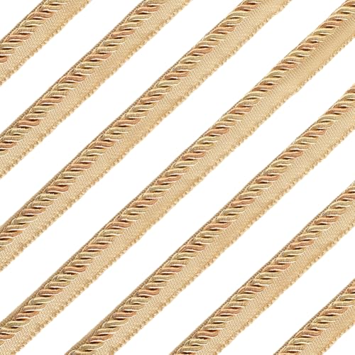 GORGECRAFT 12.5 m Gedrehte Lippenkordel 16mm Goldfarbene Polyester Twist Lippenschnur Dekoratives Geflochtenes Seil Fadenband Für Heimdekoration Vorhang Raffhalter Polsterzubehör Sofakanten Basteln von GORGECRAFT