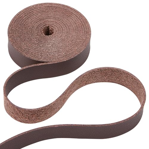 GORGECRAFT 12.5mm X 2m Breite Vollnarbenlederstreifen 1.2mm Dickes Flaches Lederband Einseitiges Kunstlederband Fäden Seil Für DIY-Handwerk Schmuckherstellung Gürtel Stiefelspitze Kokosnuss Braun von GORGECRAFT