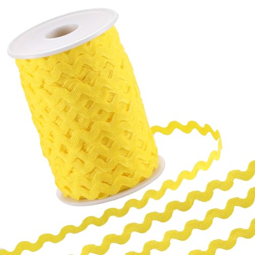 GORGECRAFT 125 m Lange Zackenlitzen Borte 8.5mm Zickzack Band Dünne Zackenlitze Zickzack Borte In Gelb Gewellte Gebogene Fransenborte Aus Polyester S Förmige Spitze Gewebter Geflochtener Stoff Mit Spu von GORGECRAFT