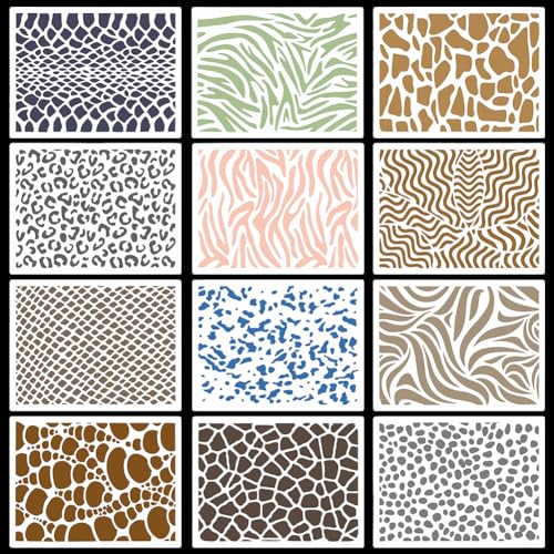 GORGECRAFT 12Stk Tierhaut-Vorlagen 21x15cm Leoparden-Malschablonen Zebra Gepard Milch Kuh Schlangenhaut Streifen Knisterstruktur Schablone Wiederverwendbare Zeichenvorlagen Für Holz Boden Dekor GORGECRAFT 12Stk Tierhaut-Vorlagen 21x15cm Leoparden-Malschablonen Zebra Gepard Milch Kuh Schlangenhaut Streifen Knisterstruktur Schablone Wiederverwendbare Zeichenvorlagen Für Holz Boden Dekor von GORGECRAFT