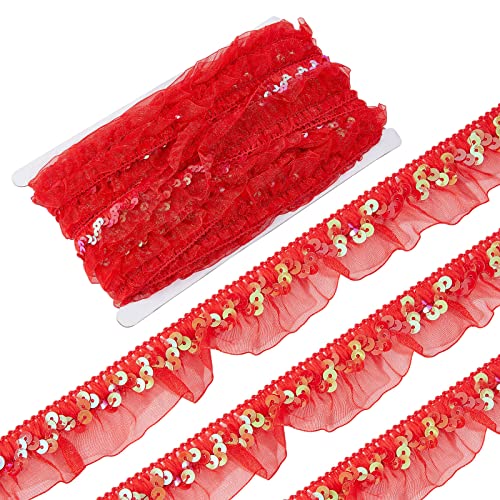GORGECRAFT 12mx30mm Satin Organza Rot Plissee Borte Spitze Geraffter Mesh-Stoff Stretch Rüschenband 1-1/8" Elastische Kanten Faserkantenbesätze Für Stoffe Näharbeiten Basteln Bestickte Applikationen GORGECRAFT 12mx30mm Satin Organza Rot Plissee Borte Spitze Geraffter Mesh-Stoff Stretch Rüschenband 1-1/8" Elastische Kanten Faserkantenbesätze Für Stoffe Näharbeiten Basteln Bestickte Applikationen von GORGECRAFT
