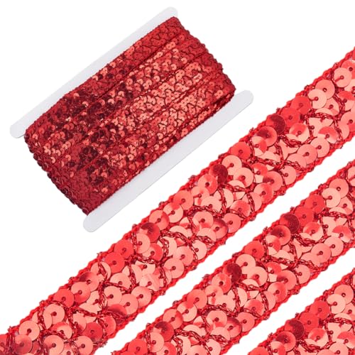GORGECRAFT 13m Flacher Pailletten-Spitzenbesatz Metallischer Glitzer Gimp-Zopf Paillette-Spitzenbesatz Band Rote Applikation Zum Nähen Weihnachten Halloween Zuhause Hochzeit Dekoration Kostümzubehör GORGECRAFT 13m Flacher Pailletten-Spitzenbesatz Metallischer Glitzer Gimp-Zopf Paillette-Spitzenbesatz Band Rote Applikation Zum Nähen Weihnachten Halloween Zuhause Hochzeit Dekoration Kostümzubehör von GORGECRAFT