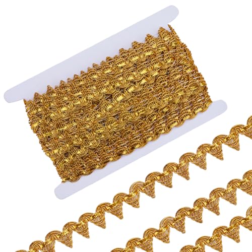 GORGECRAFT 15 Yards Goldfarbener Zopfbesatz 20mm Breit Metallischer Spitzenbesatz Gimp Geflochtene Fransen Venedig-Bandkante Mit Pailletten Dreieckig Gewebter Besatz Nähen Bekleidungszubehör GORGECRAFT 15 Yards Goldfarbener Zopfbesatz 20mm Breit Metallischer Spitzenbesatz Gimp Geflochtene Fransen Venedig-Bandkante Mit Pailletten Dreieckig Gewebter Besatz Nähen Bekleidungszubehör von GORGECRAFT