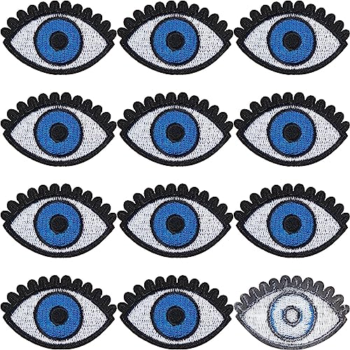 GORGECRAFT 15Stk Blaues Auge Zum Aufbügeln Bestickte Patches Applikation Zum Aufnähen Augen Augapfel-Stickerei Goth-Punk Retro-Applikation Stoffabzeichen Für Kleidung Accessoires Jeans Dekoration von GORGECRAFT