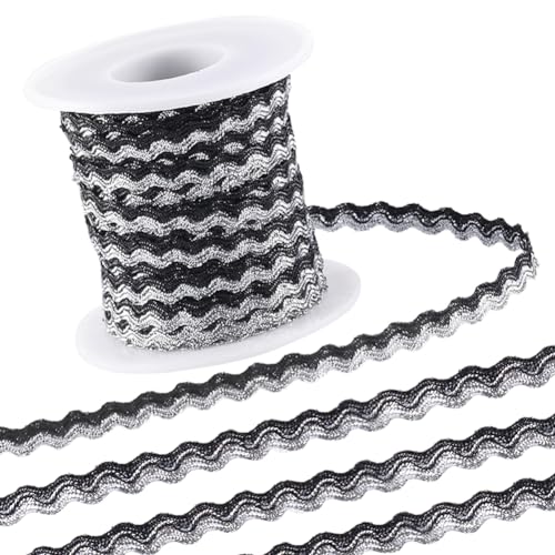 GORGECRAFT 15m RIC-Rac-Besatz 5mm Zweifarbig Glitzernde Biegbare Fransenbesatz Schwarzes Splittermetallic-Drahtgeflecht Wellenkantenband Gewebte Gurtbandspitze Für DIY-Handwerk SchleifenHerstellung GORGECRAFT 15m RIC-Rac-Besatz 5mm Zweifarbig Glitzernde Biegbare Fransenbesatz Schwarzes Splittermetallic-Drahtgeflecht Wellenkantenband Gewebte Gurtbandspitze Für DIY-Handwerk SchleifenHerstellung von GORGECRAFT