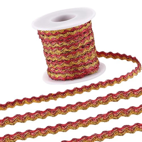 GORGECRAFT 15m X 5mm Rick-Rack-Besatz Zweifarbiges Wellenband Funkelnde Biegbare Fransenbesatz Rotgoldener Draht Metallisches Geflecht Spitze Gewellter Rand Gewebter Gurtstoff Für DIY-Handwerk GORGECRAFT 15m X 5mm Rick-Rack-Besatz Zweifarbiges Wellenband Funkelnde Biegbare Fransenbesatz Rotgoldener Draht Metallisches Geflecht Spitze Gewellter Rand Gewebter Gurtstoff Für DIY-Handwerk von GORGECRAFT