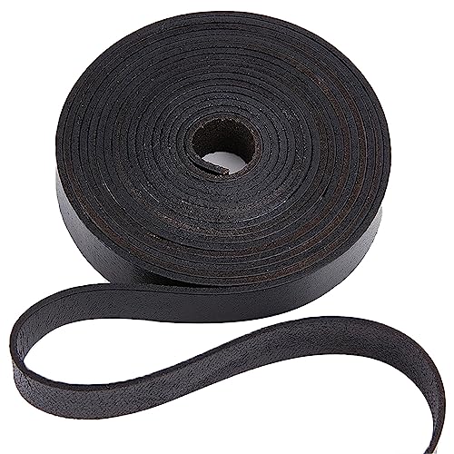 GORGECRAFT 15mm x 3m Flache Echtlederschnur Flaches Lederband 2mm Dick Schwarzes Rindsleder Riemenstreifen Fadenseil Für Armbänder Halsketten Gürtel Haustierhalsbänder Anhänger Schmuckherstellung von GORGECRAFT