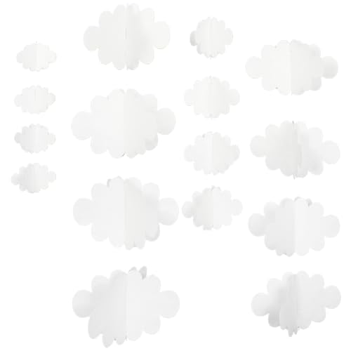 GORGECRAFT 16 Stück 4 Stile Weiße 3D Wolkendekorationen Künstliche Wolken Aus Filz Ornamente Requisiten Zum Aufhängen An Der Decke Party Wanddekoration Für Kunstbühne Hochzeit Brautparty Schlafzimmer von GORGECRAFT