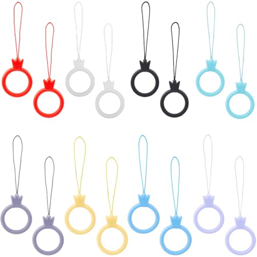 GORGECRAFT 16 Stück 8 Farben Handy-Lanyard Fingerring Silikon-Krone Handy-Anhänger Hängegurte Griffhalter Für Smartphone Schlüsselbund Karte USB-Flash Fingerringe Schlüsselanhänger Teil Zubehör GORGECRAFT 16 Stück 8 Farben Handy-Lanyard Fingerring Silikon-Krone Handy-Anhänger Hängegurte Griffhalter Für Smartphone Schlüsselbund Karte USB-Flash Fingerringe Schlüsselanhänger Teil Zubehör von GORGECRAFT