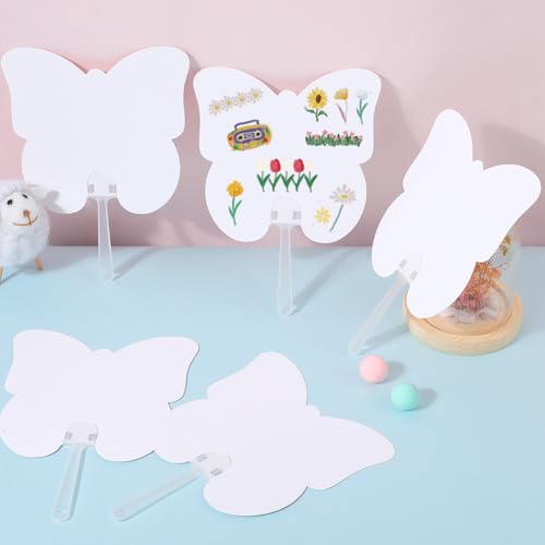 GORGECRAFT 16 Stück Weiße Papierfächer Handfächer Blanko DIY Malfächer Schmetterlingsform Handornament Mit Kunststoffgriff Für Kirchliche Hochzeitsfeiern DIY Geburtstagsfächer Basteln Zuhause von GORGECRAFT