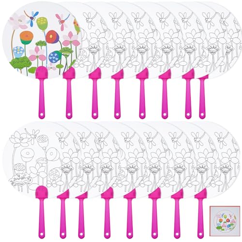 GORGECRAFT 16 Stück Weißer Handfächer Aus Papier Mit Lotusblatt/Blumen/Libellenmuster Rund Einseitig Blanko Handfächer Mit Kunststoffgriff Für Kirchenhochzeiten Partys DIY Malfächer Basteln GORGECRAFT 16 Stück Weißer Handfächer Aus Papier Mit Lotusblatt/Blumen/Libellenmuster Rund Einseitig Blanko Handfächer Mit Kunststoffgriff Für Kirchenhochzeiten Partys DIY Malfächer Basteln von GORGECRAFT