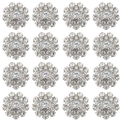 GORGECRAFT 16Stk Glänzende Strassverzierungen Metallblume Kristallknopf Blumendekoration Knöpfe Zum Basteln Hochzeit Party Blumenstrauß Nähen Auf Kleidung Braut Hochzeitsstrauß Kit Braut von GORGECRAFT