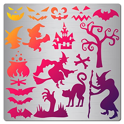 GORGECRAFT 16cm Halloween-Schablone Aus Metall Geistergesicht Hexe Fledermaus Schloss Mustervorlagen Wiederverwendbar Edelstahl Malschablonen Tagebuchschilder Für Holzbrennen Gravieren Wand Leinwand GORGECRAFT 16cm Halloween-Schablone Aus Metall Geistergesicht Hexe Fledermaus Schloss Mustervorlagen Wiederverwendbar Edelstahl Malschablonen Tagebuchschilder Für Holzbrennen Gravieren Wand Leinwand von GORGECRAFT