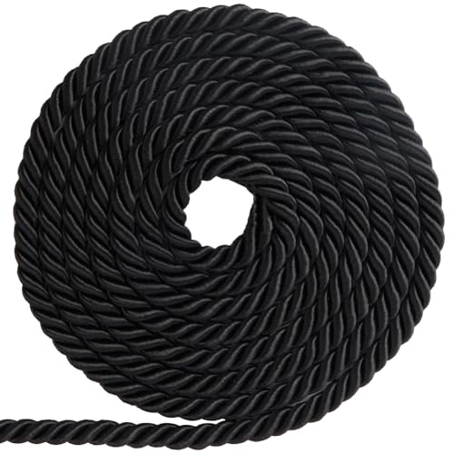 GORGECRAFT 18m Lange Zierkordel 8mm Polyester-Zierschnur Dekoratives Geflochtenes Seil Fadenband Für Heimdekoration Vorhang-Raffhalter Polsterung Geschenkverpackung Nähen Basteln Schwarz von GORGECRAFT