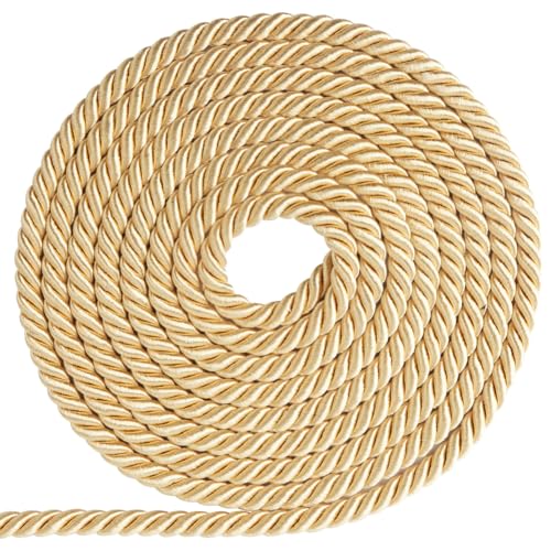GORGECRAFT 18m Lange Zierkordel 8mm Polyester-Zierschnur Dekoratives Geflochtenes Seil Fadenband Für Heimdekoration Vorhang-Raffhalter Polsterzubehör Nähen Basteln Gold von GORGECRAFT