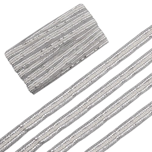 GORGECRAFT 19mm Breiter Pailletten Spitzenbesatz 9.1 m Gimp Zopf Spitzenband Glitzernder Silberner Perlenstoff Metallischer Besatz Mit Kunststoff Paillettenperlen Zum Nähen Weihnachtsbasteln Vorhängen GORGECRAFT 19mm Breiter Pailletten Spitzenbesatz 9.1 m Gimp Zopf Spitzenband Glitzernder Silberner Perlenstoff Metallischer Besatz Mit Kunststoff Paillettenperlen Zum Nähen Weihnachtsbasteln Vorhängen von GORGECRAFT