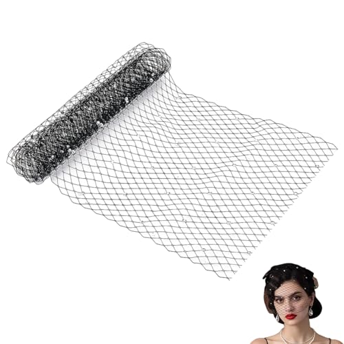GORGECRAFT 1m Strass-Netzstoff 21cm Breit Vogelkäfig-Brautschleier Französisches Rauten-Stirnband Millinery-Braut-Haarnetz Kopfschmuck Hut-Dekoration Für Frauen Und Mädchen Hochzeit Teeparty Schwarz GORGECRAFT 1m Strass-Netzstoff 21cm Breit Vogelkäfig-Brautschleier Französisches Rauten-Stirnband Millinery-Braut-Haarnetz Kopfschmuck Hut-Dekoration Für Frauen Und Mädchen Hochzeit Teeparty Schwarz von GORGECRAFT