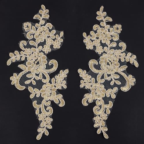 GORGECRAFT 2 Paar 3D-Perlen-Blumensequenz-Spitzenapplikationsmotiv Zum Aufnähen Bestickte Spitzenapplikation Hochzeitskleid Braut-Kopfschmuck Verzierungsflicken Für Kleidung Nähen Blanchierte Mandel GORGECRAFT 2 Paar 3D-Perlen-Blumensequenz-Spitzenapplikationsmotiv Zum Aufnähen Bestickte Spitzenapplikation Hochzeitskleid Braut-Kopfschmuck Verzierungsflicken Für Kleidung Nähen Blanchierte Mandel von GORGECRAFT