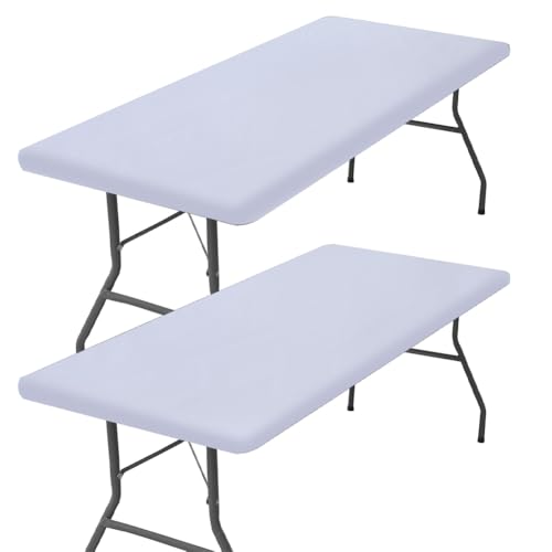 GORGECRAFT 2 Packung Rechteckige Picknick Tischdecke wasserdichte Elastische Tischdecke Passend Für 4 Fuß Große Klapptischdecken Waschbarer Polyester Spannstoff Für Drinnen Und Draußen Camping (Weiß) GORGECRAFT 2 Packung Rechteckige Picknick Tischdecke wasserdichte Elastische Tischdecke Passend Für 4 Fuß Große Klapptischdecken Waschbarer Polyester Spannstoff Für Drinnen Und Draußen Camping (Weiß) von GORGECRAFT