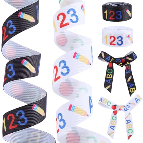 GORGECRAFT 2 Rolle 9 m 2 Stile Schulanfangsband Schul Ripsband ABC Druck Stoff Bastelband 22mm Breit Bleistift Geschenkpapierbänder Für Lehrer Kindergarten Geschenk Kranzdekoration GORGECRAFT 2 Rolle 9 m 2 Stile Schulanfangsband Schul Ripsband ABC Druck Stoff Bastelband 22mm Breit Bleistift Geschenkpapierbänder Für Lehrer Kindergarten Geschenk Kranzdekoration von GORGECRAFT