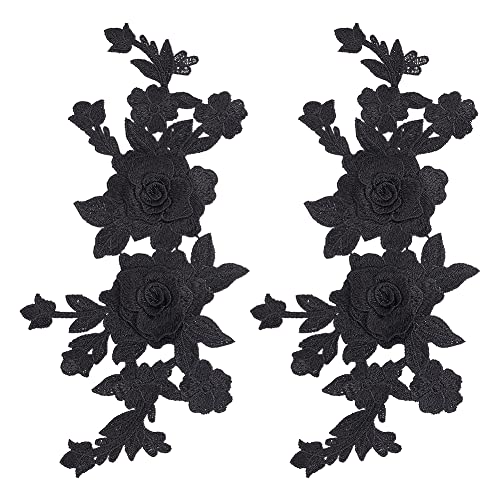 GORGECRAFT 2 STÜCKE Schwarz Bestickte Blumenapplikationen Boho Love Vintage Rose Aufnäher Retro Blumenpaar Polyester Ornament Für Hochzeitskleid Hut Tasche Jeans Schuhe Kleidung Bastelzubehör GORGECRAFT 2 STÜCKE Schwarz Bestickte Blumenapplikationen Boho Love Vintage Rose Aufnäher Retro Blumenpaar Polyester Ornament Für Hochzeitskleid Hut Tasche Jeans Schuhe Kleidung Bastelzubehör von GORGECRAFT