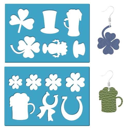 GORGECRAFT 2 Stile, vierblättriges Kleeblatt-Design, Vorlage, Leder, Ohrring-Schablonen, Kunststoffausschnitte, Schablone, wiederverwendbare Acryl-Schneidschablone für St. Patrick's Day, Armbänder GORGECRAFT 2 Stile, vierblättriges Kleeblatt-Design, Vorlage, Leder, Ohrring-Schablonen, Kunststoffausschnitte, Schablone, wiederverwendbare Acryl-Schneidschablone für St. Patrick's Day, Armbänder von GORGECRAFT